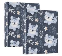 Three Ringing, 2 raccoglitori per quaderni da 1 e mezzo pollice con copertina tascabile, confezione da 1/2 per lettere (28 x 21,6 cm), 200 fogli, colori tenui blu navy