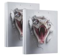Three-Ringing - 2 raccoglitori per quaderni da uno e mezzo pollice con portablocco, confezione da 1/2, materiale scolastico, copertina rigida, motivo: vipere animali spaventosi 3D