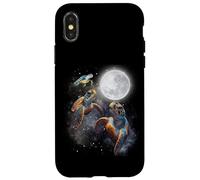 Three Sea Turtles Moon Howling At Moon Funny Parody Meme Custodia per iPhone X/XS