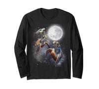 Three Sea Turtles Moon Howling At Moon Funny Parody Meme Maglia a Manica