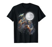 Three Sea Turtles Moon Howling At Moon Funny Parody Meme Maglietta