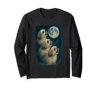 Three Shih Tzu Howling At The Moon 3 Shih Tzu Moon Maglia a Manica