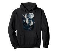 Three Siberian Husky Howling At The Moon 3 Husky Moon Felpa con Cappuccio