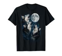 Three Siberian Husky Howling At The Moon 3 Husky Moon Maglietta