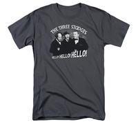 Three Stooges - Hello Again - T-Shirt A Maniche Corte Unisex Per Adulti - Grigio