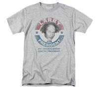 Three Stooges - Larry Per President - Adulto Unisex T-Shirt - Grigio