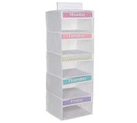 Three Sweet Peas Co Organizzatore settimanale per vestiti per bambini (83,8 cm) per i giorni feriali della scuola giorno della settimana dal lunedì al venerdì, bianco