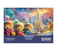 Three Teddy Bears in A Festive Winter Scene Puzzle Da 1000 Pezzi Christmas Style Cartone Riciclato, Ottimo Regalo Per Tutte Le Età 70x50cm/1000pcs