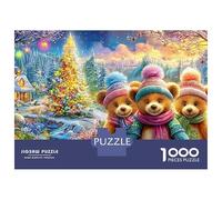 Three Teddy Bears in Winter Hats Puzzle Da 1000 Pezzi Elemento Essenziale Per Le Serate Di Giochi in Famiglia, Adulti E Bambini 70x50cm/1000pcs