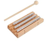 Three Tone Wind Chimes Orff Percussion Instrument, Aluminum and Beech Classroom Rhythm Wind Chimes for Children Music Education, with Knocker, 6.7 x 3.1 x 1.2 Inches