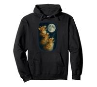 Three Welsh Corgi Pembroke Howling At The Moon 3 Corgi Moon Felpa con Cappuccio