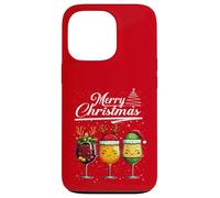 Three Wine Glasses Merry Christmas Reindeer Santa Elf Xmas Custodia per iPhone 13 Pro