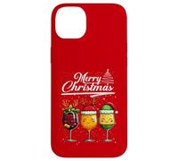 Three Wine Glasses Merry Christmas Reindeer Santa Elf Xmas Custodia per iPhone 14 Plus