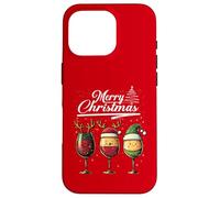 Three Wine Glasses Merry Christmas Reindeer Santa Elf Xmas Custodia per iPhone 16 Pro