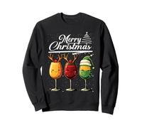 Three Wine Glasses Merry Christmas Reindeer Santa Elf Xmas Felpa