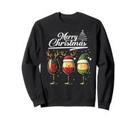 Three Wine Glasses Merry Christmas Reindeer Santa Elf Xmas Felpa