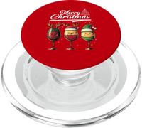 Three Wine Glasses Merry Christmas Reindeer Santa Elf Xmas PopSockets PopGrip per MagSafe