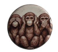 Three Wise Monkeys Button Pinback 3,2 cm Diametro No See Hear Speak Evil