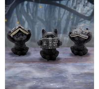 Nemesis Now Three Wise Spell Cats 8.5cm, Resin, Black, Three Wise Kitten Figurin