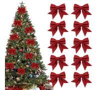 Threegoat 10 fiocchi rossi di Natale con brillantini per albero di Natale per feste di famiglia, decorazione per Natale, vacanze, matrimoni, celebrazioni