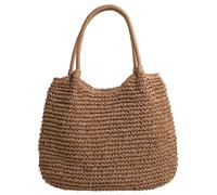 Threegoat orsa a Mano in Paglia, Semplice di Grande, Borsa Donna Tracolla da Spiaggia in Stile Bohémien Estivo, Tracolla Borsa Donna, Borsetta Donna di Vacanza Casual