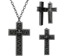 Threegoat Squids - Collana a forma di croce con scomparto segreto, croce antica, gioiello cristiano per uomo e donna, stile gotico