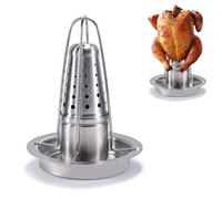 Threegoat Teglia per pollo - Il nuovo supporto per pollo in acciaio inox - Barattolo per birra - Griglia per pollame con contenitore per aromi
