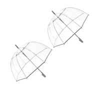 ThreeH 2 Pezzi Ombrello trasparente per donne Crystal Vision POE Superficie antivento Design a cupola Telaio in fibra di vetro infrangibile e manico curvo liscio