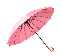 ThreeH Antivento Ombrello Viaggio Ombrello Manico in Legno Impermeabile Automatico Ombrello Classico KS08,Pink