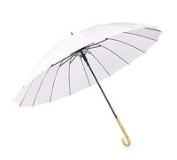 ThreeH Automatico Ombrello Classico Ombrello Manico in Legno Impermeabile Antivento Ombrello Viaggio KS08,White