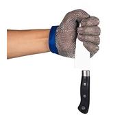 ThreeH Guanti in maglia d'acciaio 304L Guanti da taglio di sicurezza per cucina, taglio dell'ostrica, taglio della carne e intaglio del legno GL08 L(1 pezzo)