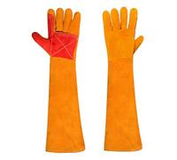 ThreeH Guanti lunghi per saldatura Palmo rinforzato in pelle bovina durevole Resistente al calore Resistente ai graffi per l'agricoltura di costruzione di giardini