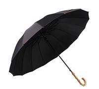 ThreeH Impermeabile Ombrello Manico in Legno Automatico Ombrello Viaggio Antivento Ombrello Classico KS08,Black