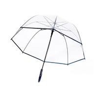 ThreeH Ombrello a bolla trasparente Manico curvo Robusto ombrello in plastica trasparente a cupola a 8 costole ad apertura automatica (Blu)
