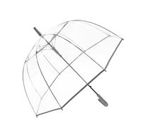 ThreeH Ombrello a bolla trasparente Manico curvo Robusto ombrello in plastica trasparente a cupola a 8 costole ad apertura automatica (Grigio)