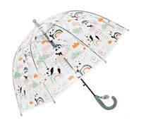 ThreeH Ombrello a bolla trasparente per bambini con manico facile da impugnare Adorabile modello di panda Tettuccio a cupola,Verde