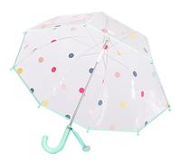 ThreeH Ombrello a bolle trasparente per bambini Manico curvo Robusta plastica infrangibile 8 nervature Ombrello Lovely Dot con apertura manuale (Verde)