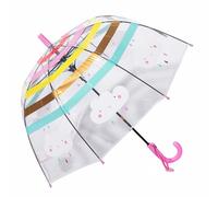 ThreeH Ombrello arcobaleno per bambini Cupola trasparente automatica ad arco Ombrello a bolle con 8 nervature per ragazzi e ragazze,Rosa