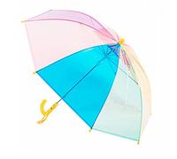 ThreeH Ombrello arcobaleno per bambini infrangibile a 8 nervature in fibra con manico curvo Cupola trasparente per regalo di compleanno,Giallo