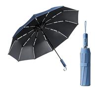 ThreeH Ombrello automatico antivento impermeabile 10 stecche pieghevole sole pioggia doppio uso ombra per uomini donne shopping viaggi escursionismo all'aperto, blu