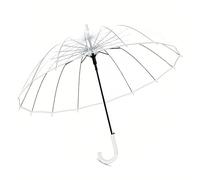 ThreeH Ombrello automatico trasparente Cupola a bolle d'aria antivento Ombrello leggero a bastone per matrimonio sposa donne,Bianco