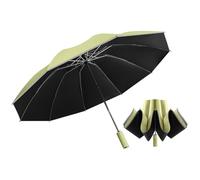 ThreeH Ombrello da viaggio automatico aperto e chiuso con striscia riflettente per uomo donna invertito pieghevole ombrello grande,Verde