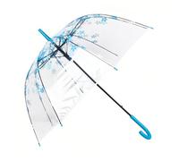 ThreeH Ombrello di Fiori Cupola Automatico Portatile Antivento Donna Ombrello PVC Trasparente KS11,Blue