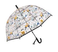 ThreeH Ombrello per Bambini Trasparente e Trasparente con una Presa facile da Impugnare Manico curvo a Cupola Ombrello con Apertura Automatica Nero