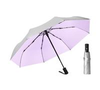 ThreeH Ombrello pieghevole leggero e compatto per pioggia e protezione solare con rivestimento argentato a 8 coste per donne e ragazze, Viola