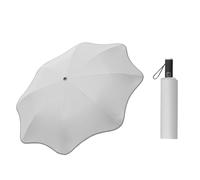 ThreeH Ombrello portatile da viaggio UPF 50+ Protezione dalla pioggia e dal sole Ombrello compatto leggero con striscia riflettente, Bianco