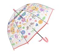 ThreeH Ombrello trasparente automatico per bambini Superficie a cupola trasparente con simpatico gatto dei cartoni animati per ragazze,Rosa