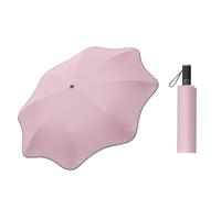 ThreeH Ombrello UV Protezione Solare UPF 50 + Automatico Aperto Chiudere Viaggio Ombrello Compatto Striscia Di Sicurezza Riflettente, Rosa