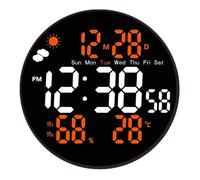 ThreeH Orologio LED grande meteorologico con telecomando temperatura | Cambio ℃/℉, doppio allarme configurabile, montaggio a parete o da tavolo, ideale per camera da letto, ufficio e soggiorno