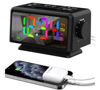 ThreeH Sveglia Digitale Radio FM Sveglia Colorata Sveglia Digitale Comodino per Bambini Adolescenti Luminosità e Volume Regolabili 2 porte Ricarica USB Nero